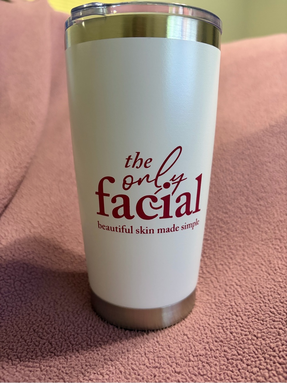 The Only Facial White & Pink Travel Tumbler Never used tumbler